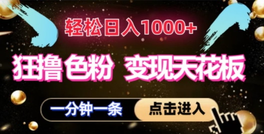 狂撸S粉转现吊顶天花板，轻轻松松日入1000 ，一单200-9527素材资源站