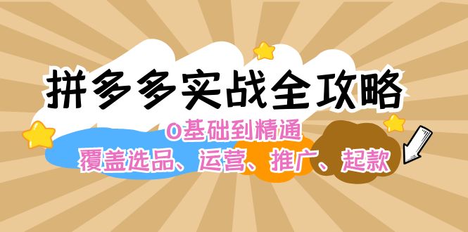 拼多多平台实战演练攻略大全：0基本到熟练，遮盖选款、经营、营销推广、起款-9527素材资源站