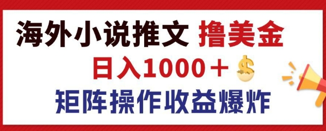 全新国外小说推文撸美元，日入1k  朝阳行业，引流矩阵变大盈利发生爆炸-9527素材资源站