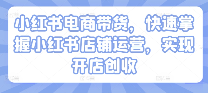 小红书电商卖货，快速上手小红书店铺经营，完成开实体店增收-9527素材资源站