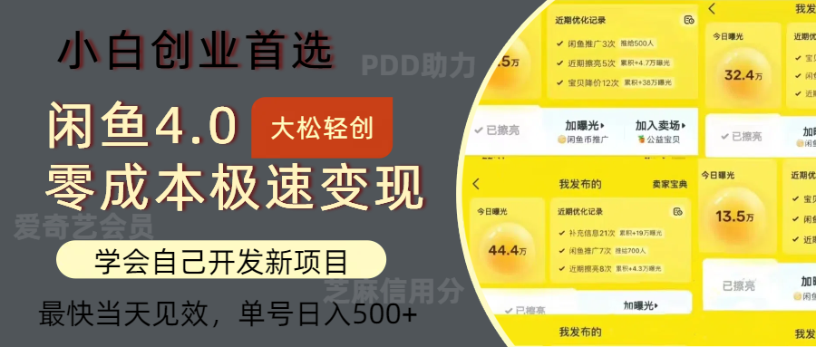 （12434期）闲鱼0成本极速变现项目，多种变现方式 单号日入500+最新玩法-9527素材资源站