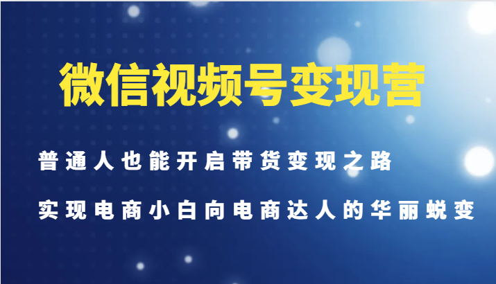 微信视频号变现营-普通人也能开启带货变现之路，实现电商小白向电商达人的华丽蜕变-9527素材资源站