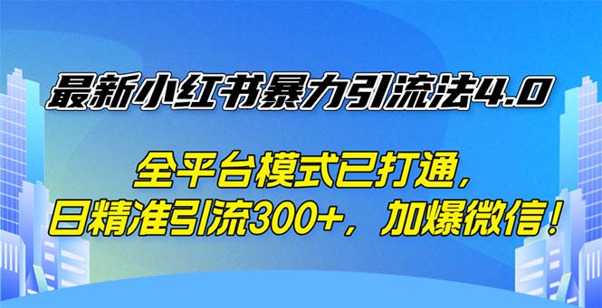 （12505期）最新小红书暴力引流法4.0， 全平台模式已打通，日精准引流300+，加爆微…-9527素材资源站