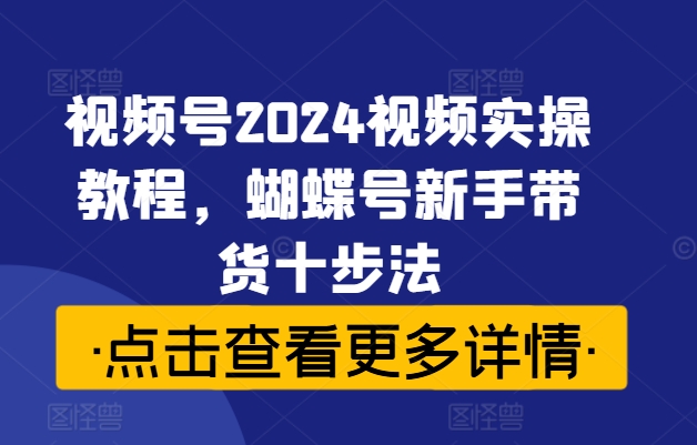 视频号2024视频实操教程，蝴蝶号新手带货十步法-9527素材资源站