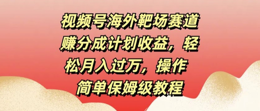 视频号海外靶场赛道赚分成计划收益，轻松月入过万，操作简单保姆级教程-9527素材资源站