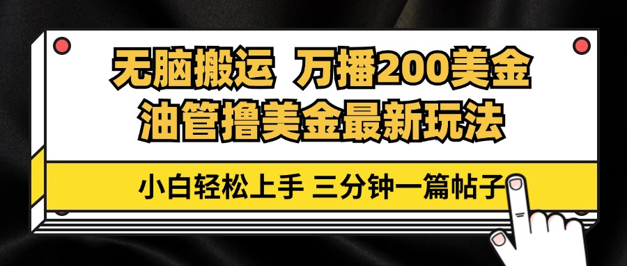 （13050期）输油管没脑子运送撸美元游戏玩法课堂教学，万播200刀，三分钟一篇贴子，新手快速上手-9527素材资源站