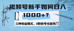 视频号新手如何日1000+？三种收益模式，0粉新号也能热门-9527素材资源站