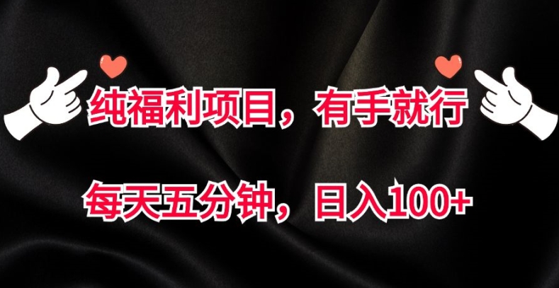 纯褔利新项目，有手就行，每天五分钟，日入100-9527素材资源站