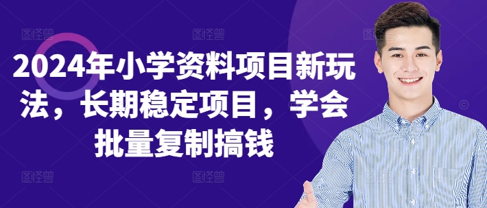 2024年小学资料新项目新模式，持续稳定新项目，懂得快速复制弄钱-9527素材资源站