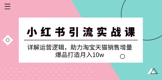 小红书引流实战课：详解运营逻辑，助力淘宝天猫销售增量，爆品打造月入10w-9527素材资源站