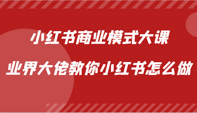 小红书商业模式大课，业界大佬教你小红书怎么做【视频课】-9527素材资源站