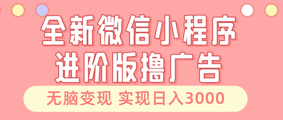 （13197期）全新微信小程序进阶版撸广告 无脑变现睡后也有收入 日入3000＋-9527素材资源站