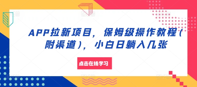 APP拉新项目，家庭保姆级实际操作实例教程(附方式)，新手日躺入多张【揭密】-9527素材资源站