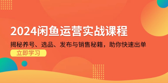 （13290期）2024闲鱼运营实战课程：揭秘养号、选品、发布与销售秘籍，助你快速出单-9527素材资源站