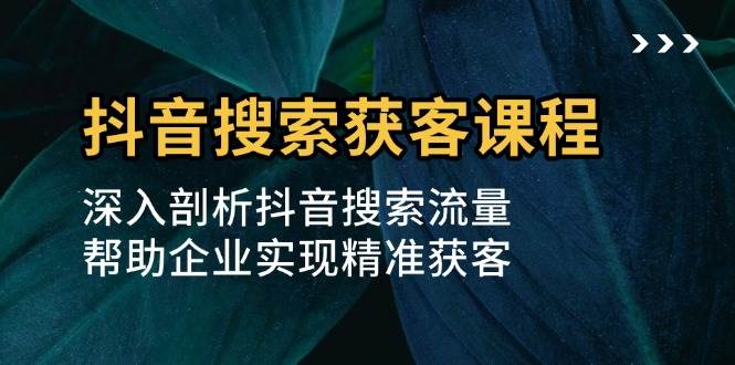抖音搜索获客课程：深入剖析抖音搜索流量，帮助企业实现精准获客-9527素材资源站