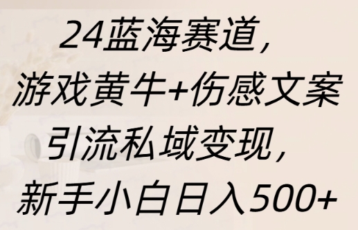 蓝海赛道，游戏黄牛+伤感文案引流私域变现，新手小白日入多张-9527素材资源站