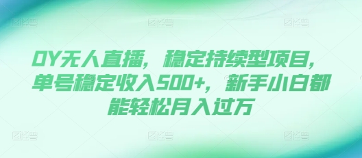 DY无人直播，稳定持续型项目，单号稳定收入500+，新手小白都能轻松月入过万【揭秘】-9527素材资源站