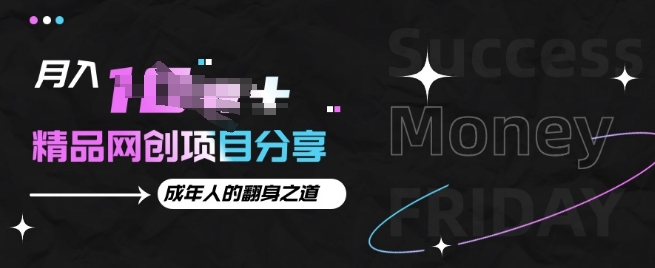 月入十个的网创项目分享，成年人的最快翻身之道-9527素材资源站