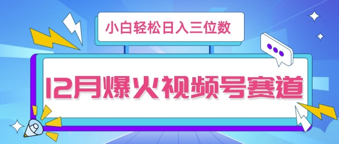 12月视频号爆火赛道，小白无脑操作，也可以轻松日入三位数-9527素材资源站