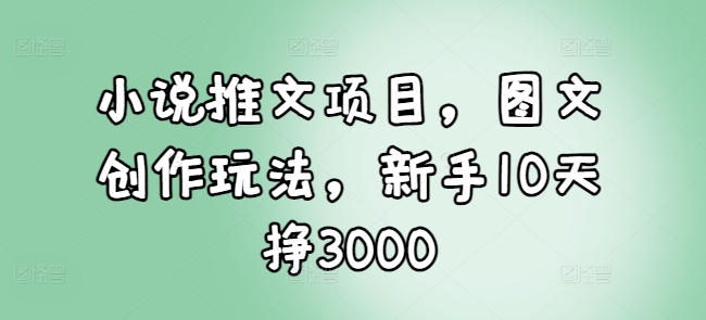 小说推文项目，图文创作玩法，新手10天挣3000-9527素材资源站