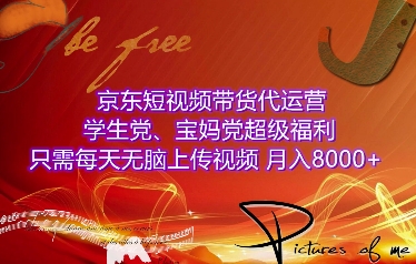 京东短视频带货代运营，学生党、宝妈党超级福利，只需每天无脑上传视频，月入8000+【仅揭秘】-9527素材资源站