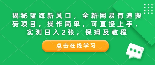 揭秘蓝海新风口，全新网易有道搬砖项目，操作简单，可直接上手，实测日入2张，保姆及教程-9527素材资源站