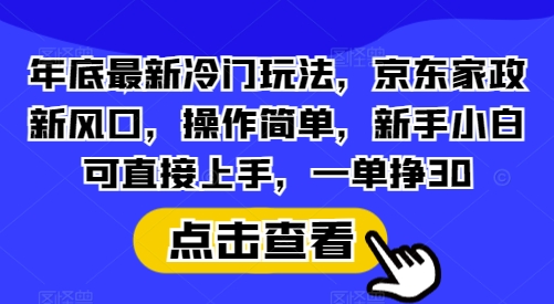 年底最新冷门玩法，京东家政新风口，操作简单，新手小白可直接上手，一单挣30【揭秘】-9527素材资源站