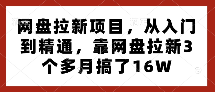 网盘拉新项目，从入门到精通，靠网盘拉新3个多月搞了16W-9527素材资源站