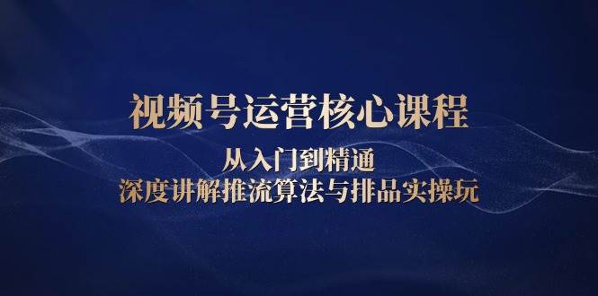 视频号运营核心课程，从入门到精通，深度讲解推流算法与排品实操玩-9527素材资源站