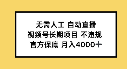 无需人工自动直播，视频号长期项目不违规，官方保底月入4000左右-9527素材资源站