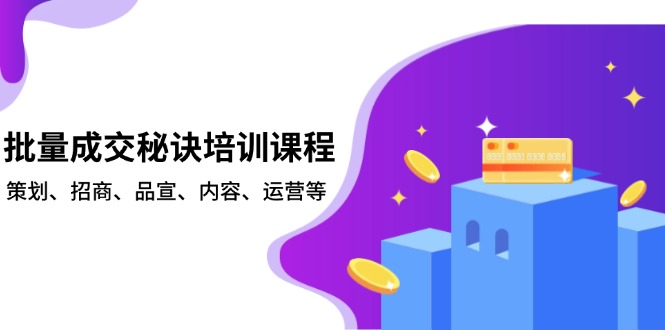 （13908期）批量成交秘诀培训课程，策划、招商、品宣、内容、运营等-9527素材资源站
