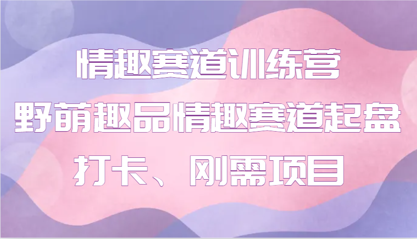 情趣赛道训练营 野萌趣品情趣赛道起盘打卡、刚需项目-9527素材资源站