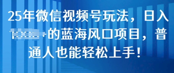 25年视频号游戏玩法，日入多张的瀚海蓝海项目，平常人也可以快速上手!-9527素材资源站