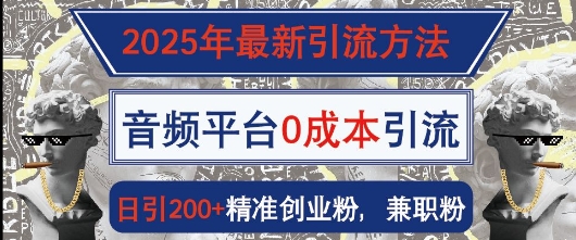 2025年全新推广方法，音频平台0成本费引流方法，日引200 精确自主创业粉-9527素材资源站