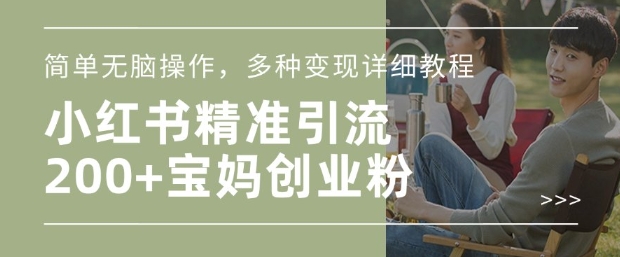 小红书的剪辑日引200 宝妈创业粉，简易没脑子实际操作，多种多样转现详尽实例教程-9527素材资源站