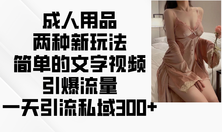 两性用品二种新模式，文字描述短视频引爆流量，一天引流方法公域300-9527素材资源站