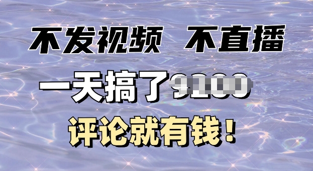 不发作品不直播，评论就有钱，一条最高10块，一天搞多张-9527素材资源站